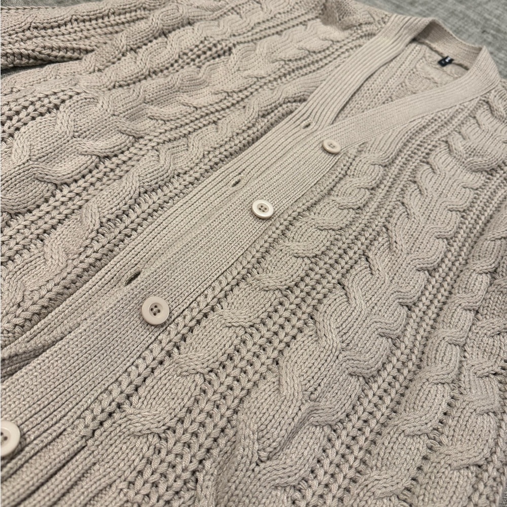 Kyte BABY Women's Beige Cable Knit Cardigan